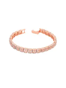 Saraf RS Jewellery Women Rose Gold-Plated & White American Diamond Wraparound Bracelet