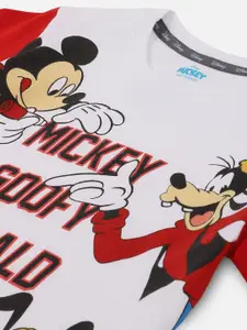 Kids Ville Boys White Mickey & Friends Featured T-shirt