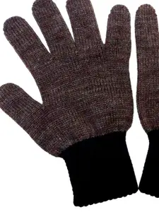 Gajraj Men Black & Brown Woolen Gloves