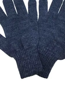 Gajraj Men Navy Melange Winter Woolen Gloves