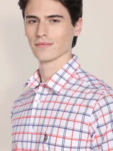 U.S. Polo Assn. U S Polo Assn Men White Opaque Checked Cotton Casual Shirt