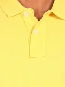 U.S. Polo Assn. Men Yellow & Grey Solid Polo Collar Cotton T-shirt