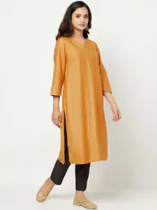 Fabindia Women Mustard Yellow Flared Sleeves Kurta