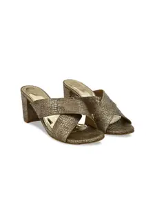 Hydes N Hues Gold-Toned Block Sandals
