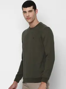 Allen Solly Men Olive Green Pure Cotton Sweatshirt