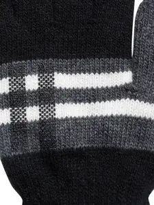 LOOM LEGACY Men Black Patterned Acrylic Hand Gloves