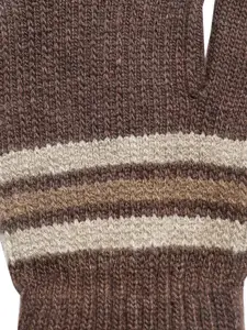 LOOM LEGACY Men Brown Pair Of Acrylic Striped Hand Gloves