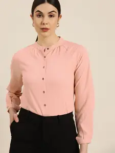 her by invictus Women Peach Textured Formal Shirt