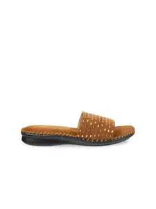 WALKWAY by Metro Women Tan Embellished Open Toe Flats