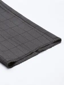 Peter England Men Charcoal Checked Slim Fit Wrinkle Free Trousers