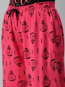 Kryptic Women Black & Pink 100% Cotton Full Length Lounge Pants - Pack of 2