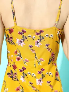 Berrylush Women Bright Yellow Romantic Florals Dress