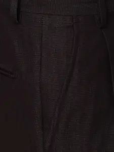 Van Heusen Men Brown Solid Pleated Trousers