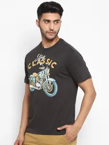 Royal Enfield Men Black Biker Printed Cotton T-shirt
