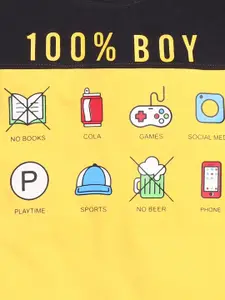 Toonyport Boys Yellow & Black Printed Cotton T-shirt with Shorts