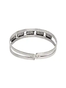 TEEJH Women Silver-Toned Oxidised Cuff Bracelet