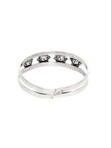 TEEJH Women Oxidised Silver-Plated Mandira Cuff Bracelet