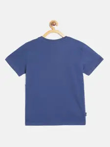 Gini and Jony Boys Blue Solid Cotton T-shirt