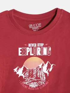 Gini and Jony Boys Typography Printed Pure Cotton T-shirt