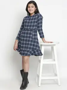 Oxolloxo Blue Checked A-Line Dress