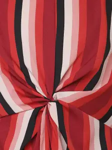 Oxolloxo Multicoloured Striped Satin A-Line Dress