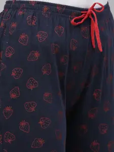 Kryptic Women Black & Navy Blue Pack of 2 Pure Cotton Lounge Pants