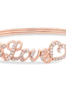 AMI Women Rose Gold & White Brass Cubic Zirconia Rose Gold-Plated Kada Bracelet