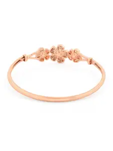 AMI Women Rose Gold & White Brass Cubic Zirconia Rose Gold-Plated Kada Bracelet