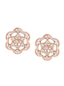 AMI Rose Gold Contemporary CZ Studded Studs