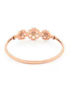 AMI Women Rose Gold & White Brass Cubic Zirconia Tribal Kada Bracelet
