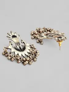 Rubans Gold-Toned Peacock Shaped Chandbali Earrings
