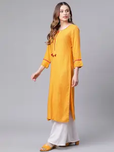 Rangriti Women Mustard Yellow Floral Printed Kurta