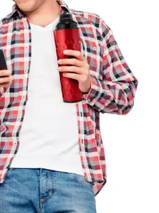 Vaya Unisex Set of 1 With 2 Cup Red & Black Solid Water Bottle