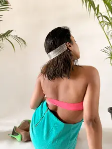 SASSAFRAS Green Corduroy Front Tie-Up Straight Mini Skirt