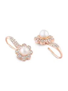 AMI Rose Gold  Cubic Zirconia Contemporary Drop Earrings