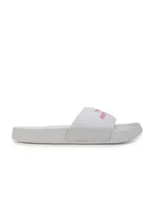 Red Tape Women White Printed Rubber Sliders