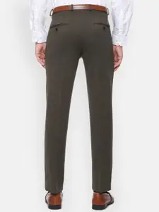 V Dot Men Brown Slim Fit Formal Trousers