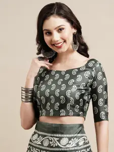 Saree mall Green & White Floral Art Silk Sarees