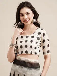 Saree mall Black & White Poly Cotton Sarees