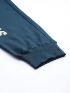 Slazenger Men Teal Blue Brand Logo Printed Joggers