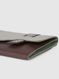 Baggit Women Brown & Green Solid Applique Synthetic Two Fold Wallet