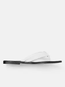 Kook N Keech Women White Quilted Open Toe Flats