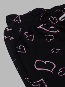 Kryptic Women Black & Pink Printed Pure Cotton Lounge Pants