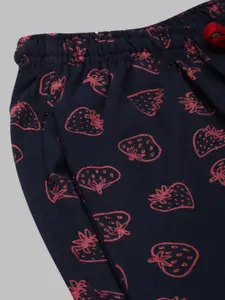 Kryptic Women Navy Blue & Pink Printed Cotton Lounge Pants