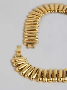 Estele Women Gold Plated Link Capsule Necklace Set