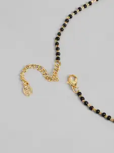 Estele Women Gold Plated CZ Floret Wave Shaped Mangalsutra Necklace Set