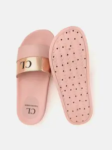 Carlton London Women Pink Colourblocked Open Toe Flats