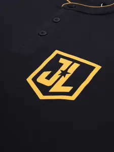 The Souled Store Men Navy Blue Typography Printed Henley Neck T-shirt