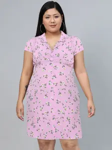 Tokyo Talkies Purple & Blue Floral Printed A-Line Dress