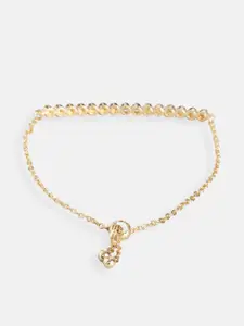 MINUTIAE Women Gold-Toned & White Brass Crystals Handcrafted Gold-Plated Link Bracelet